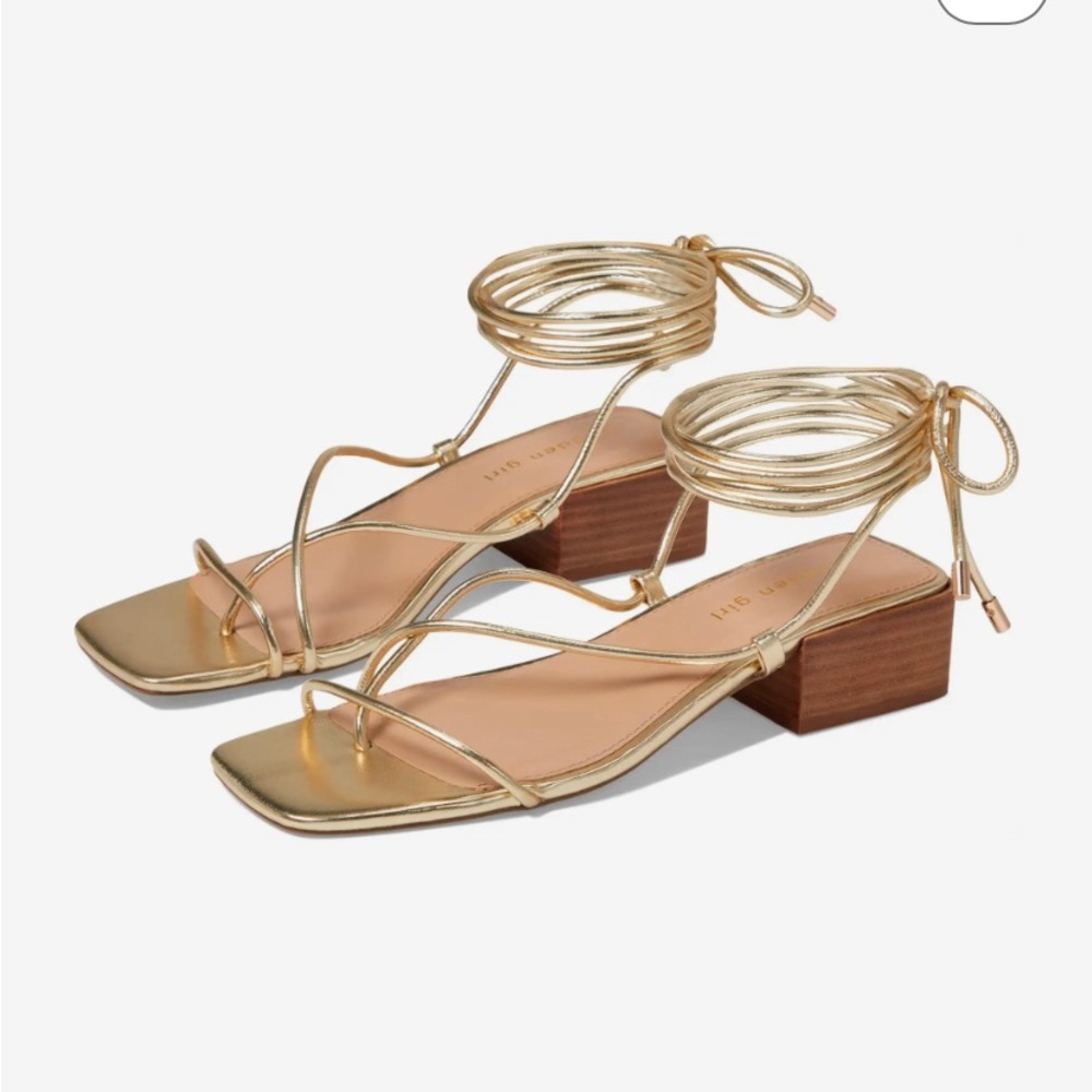 Gold lace up strap heels